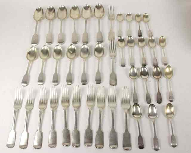 Appraisal: A William IV silver fiddle pattern part table service W