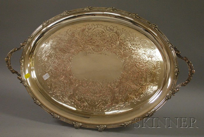 Appraisal: Large Sheffield Handled Tray lg in