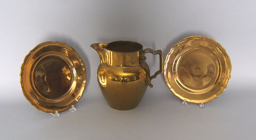 Appraisal: Seven pcs of copper luster porcelain early th c