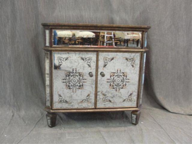 Appraisal: Small Mirrored Painted Door Drawer Cabinet From a Long Island