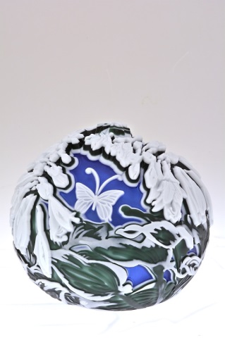 Appraisal: Pilgrim Cameo Glass Paperweight Hosta Blossom Pilgrim Super Cameo Glass