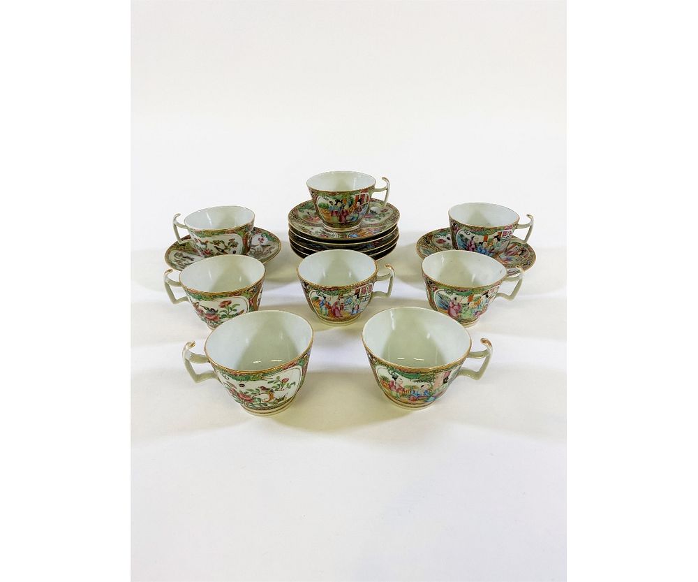 Appraisal: Eight Rose Medallion Cups and Saucers Eight Rose Medallion cups