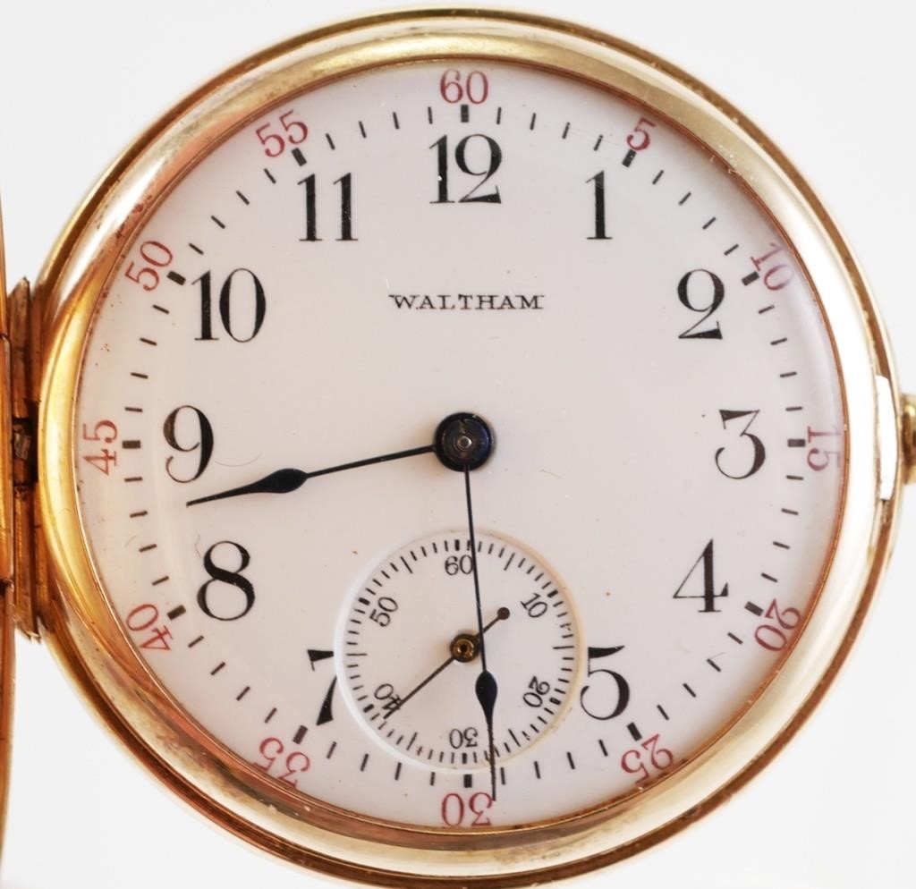 Appraisal: Antique Waltham K gold fancy hunter case pocket watch Model