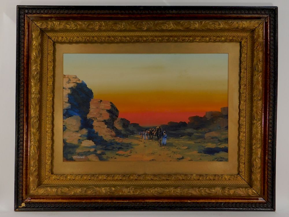 Appraisal: Thomas Eason Orientalist Sunset Landscape Painting Thomas Eason United States