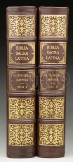 Appraisal: BOOK BIBLIA SACRA LATINA TWO VOLUME GUTENBERG BIBLE FACSIMILE BOOK