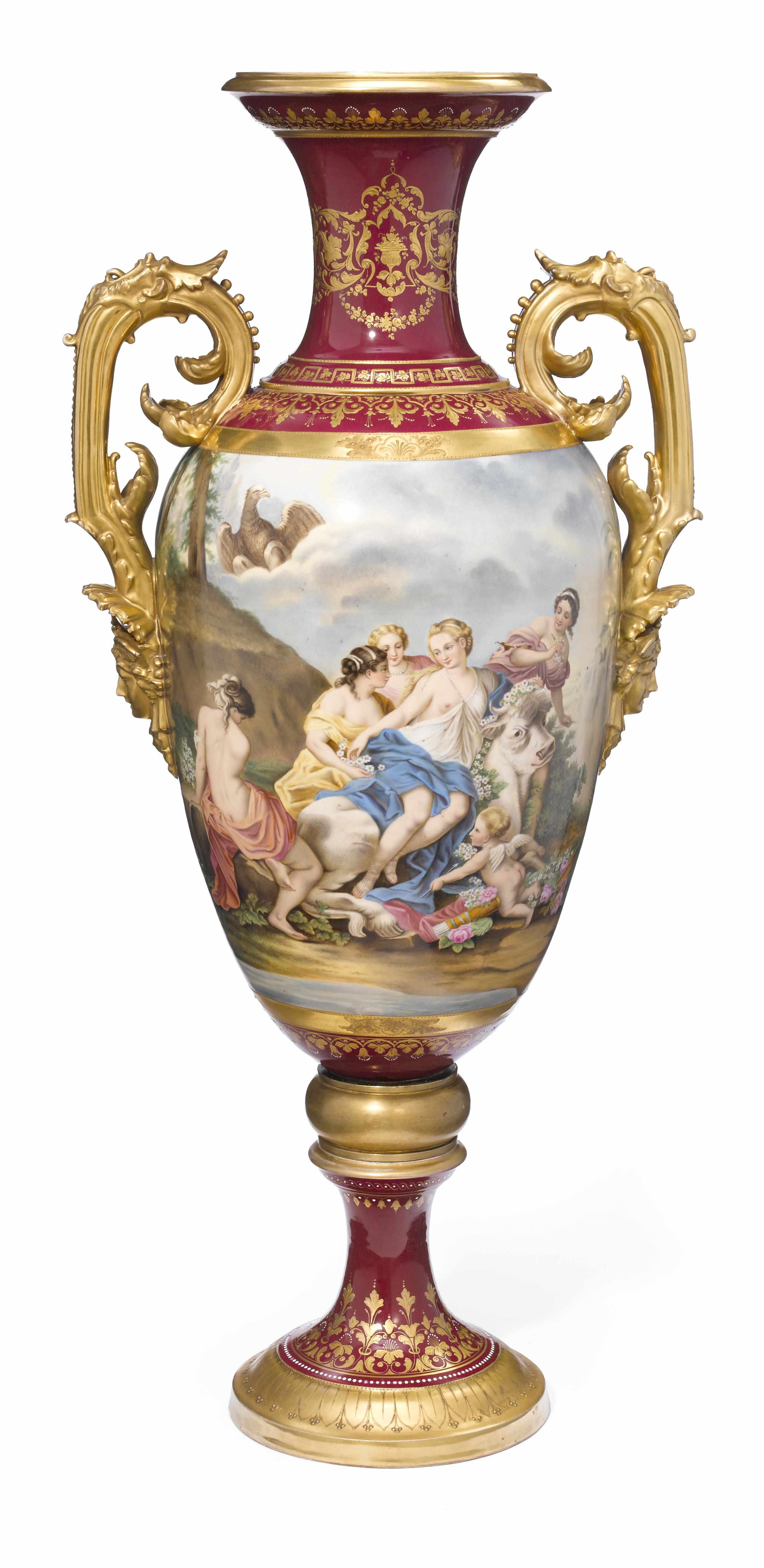 Appraisal: Property of various owners An imposing Vienna style porcelain urn