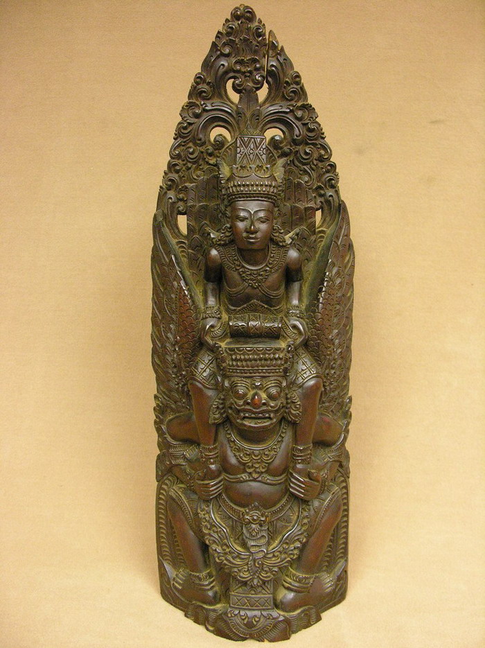 Appraisal: INCH ASIAN WOOD CARVING good patina some age cracks probably