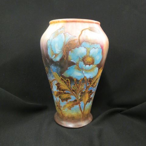 Appraisal: Royal Bonn Porcelain Vase handpainted hydrangea decor satin gourd shape