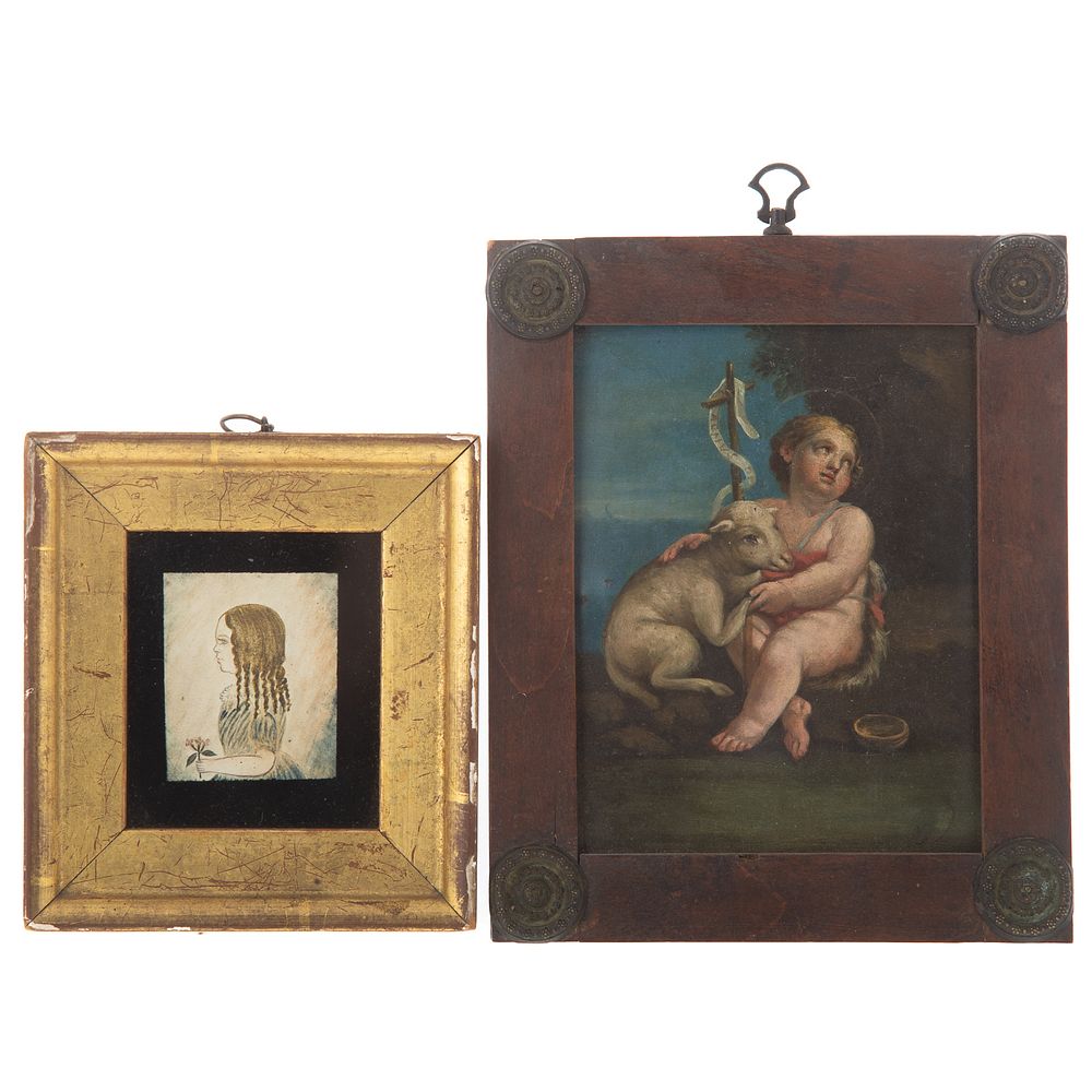 Appraisal: Two Assorted Framed Miniatures American School th century Portrait of