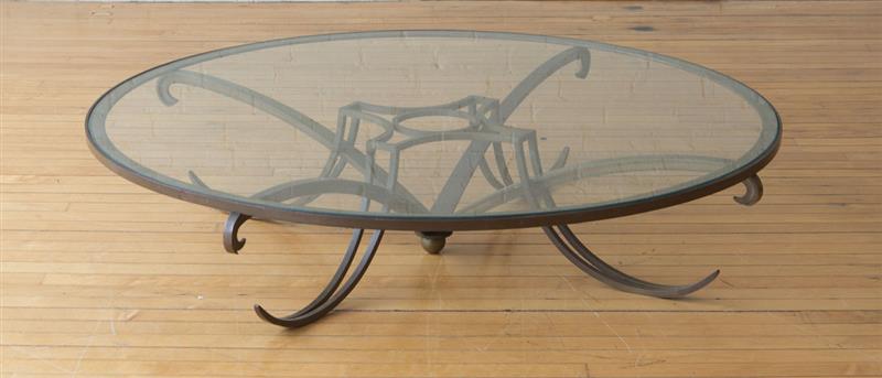 Appraisal: ARTURO PANI ATTRIBUTION GLASS TOP BRASS LOW TABLE x in