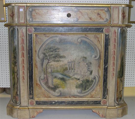 Appraisal: th C trompe l'oeil painted tall cabinet with single long