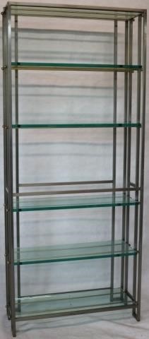 Appraisal: STEEL AND BRASS ETAGERE POSSIBLY BILLY BALDWIN THICK PLATE GLASS