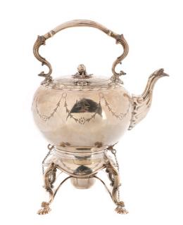 Appraisal: Scottish Sterling Heated Teapot w Burner Stand James William Marshall