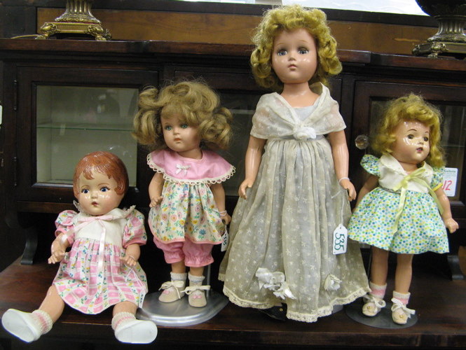 Appraisal: GROUP OF FOUR COLLECTIBLE COMPOSITION GIRL DOLLS Including an Arranbee