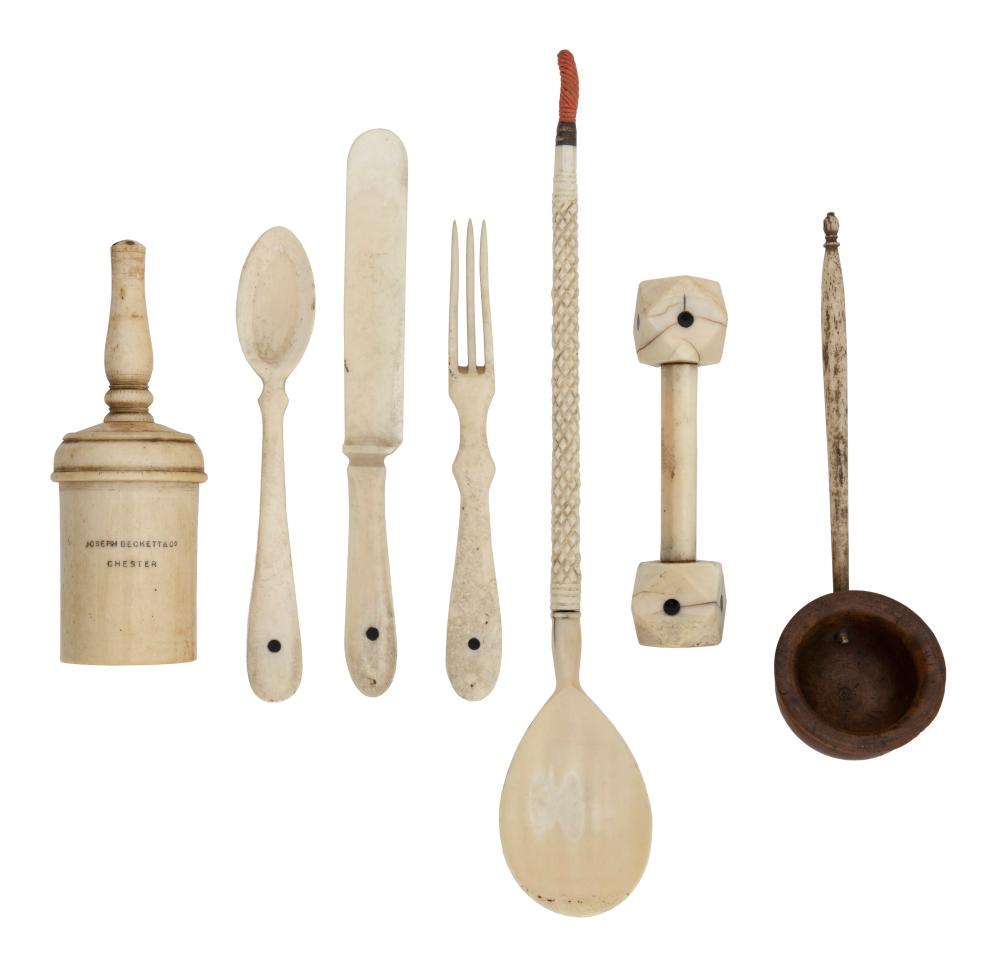 Appraisal: SEVEN WHALEBONE AND WHALE IVORY KITCHEN ITEMS TH CENTURYSEVEN WHALEBONE