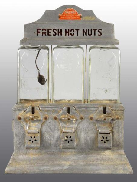 Appraisal: Fresh Nuts Triple Vending Coin-Op Arcade Machine Description Three separate