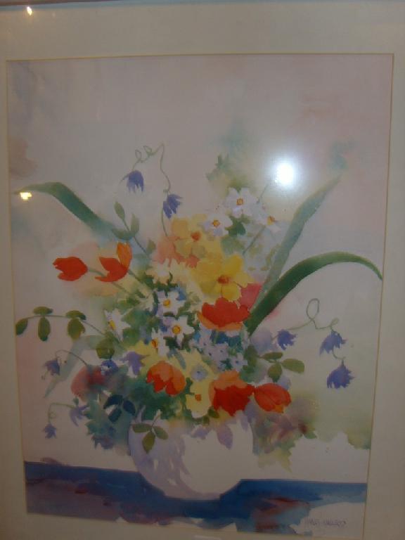 Appraisal: A watercolour of a vase of spring flowers including tulips