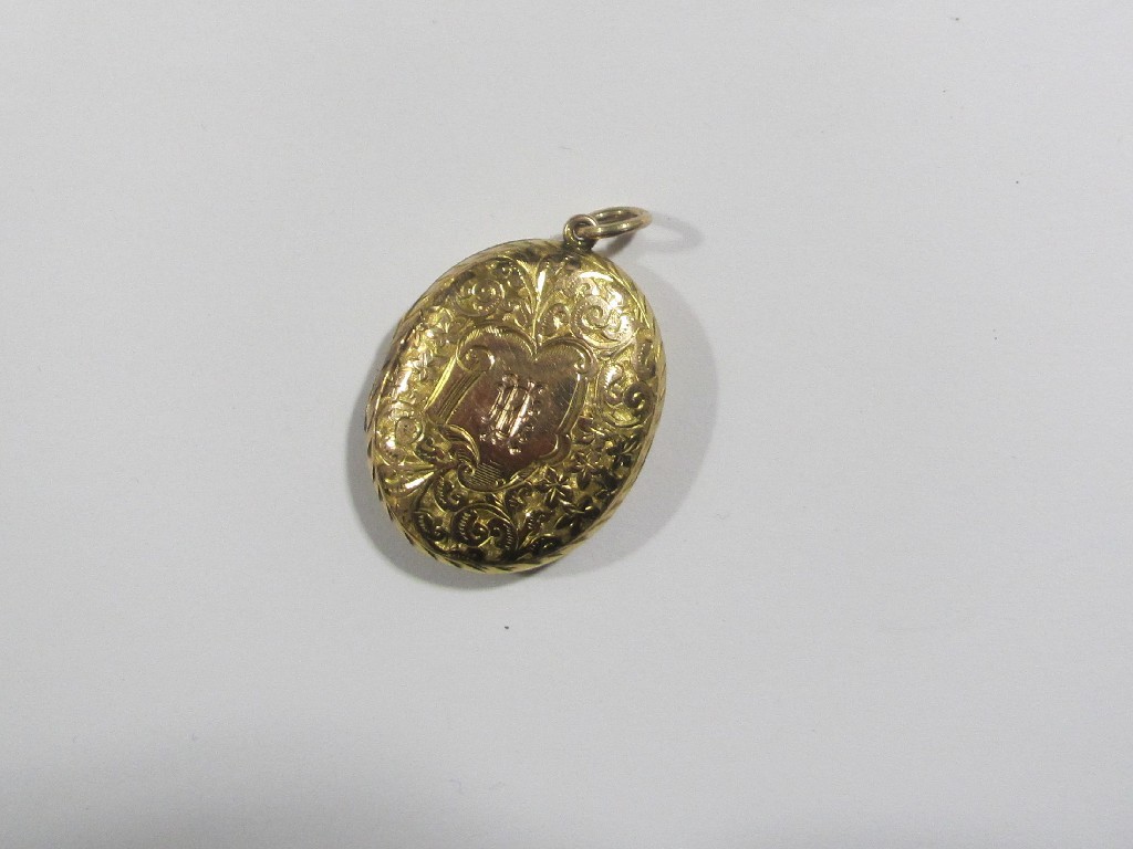 Appraisal: Victorian engraved ct gold photo locket x mm approximately