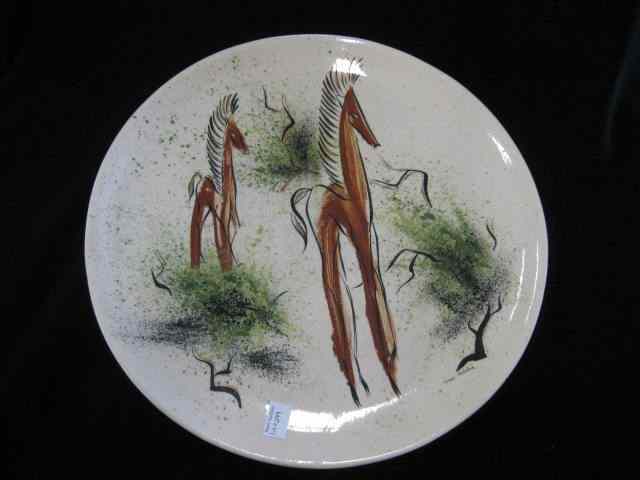 Appraisal: Marc Bellaire California Pottery Charger stylized horse decor - ''