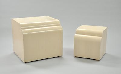 Appraisal: A Pair of Painted Display Pedestals Painted plywood pedestals in