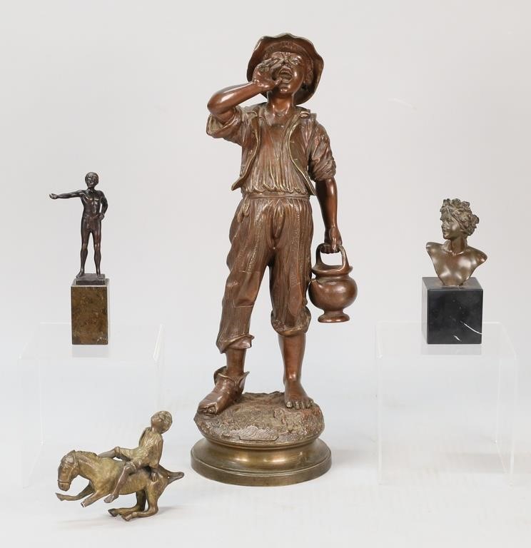 Appraisal: Grouping of four figural bronzes Paul Ludwig Kowalczewski German -