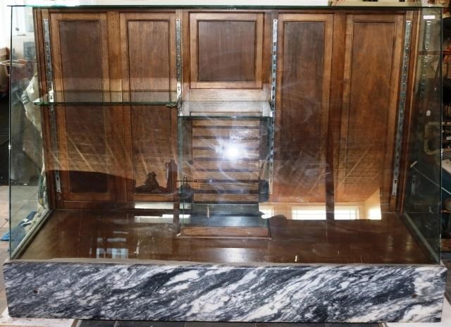 Appraisal: LATE TH CENTURY CHOCOLATE STORE DISPLAY CABINET SLANTED GLASS FRONT