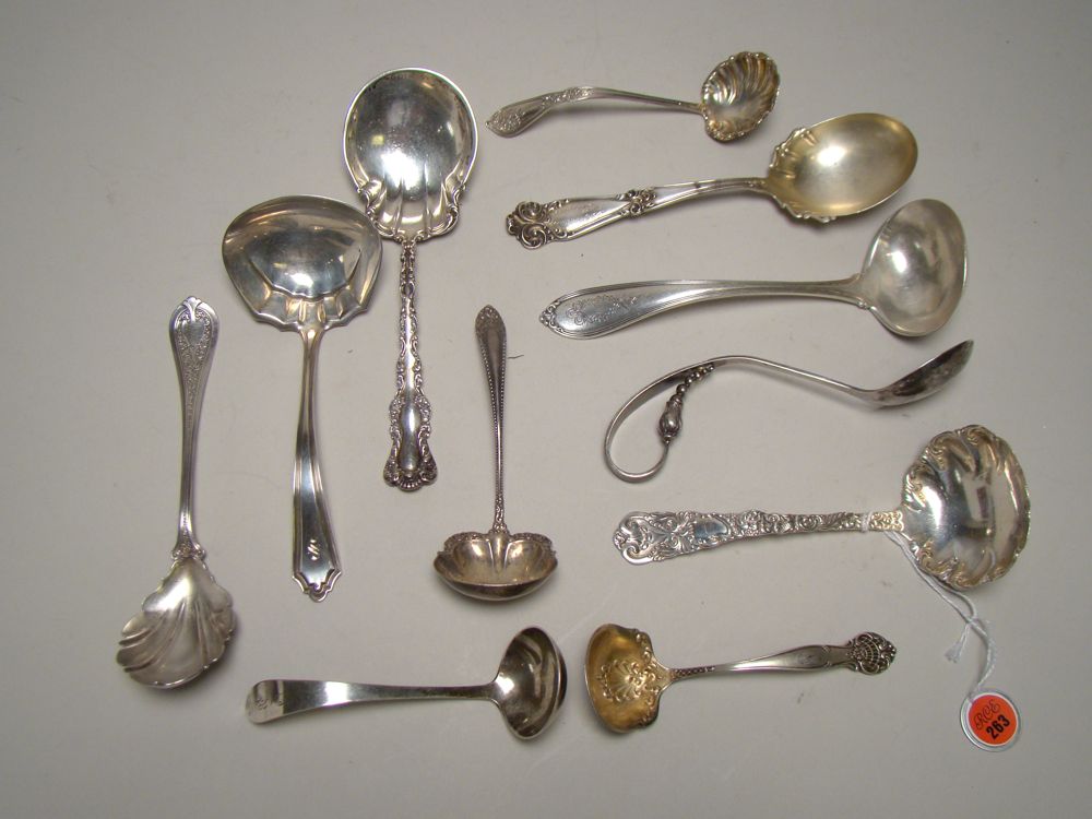 Appraisal: ELEVEN STERLING SILVER SERVING PIECES By various makers including Randahl