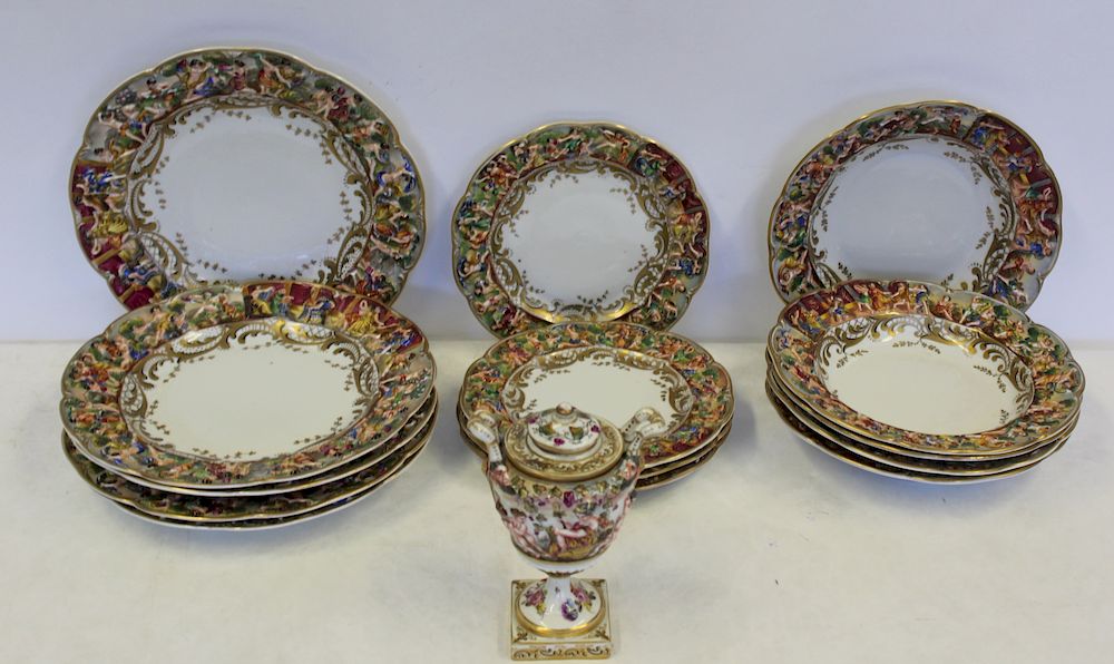 Appraisal: Lot of Capodimonte Porcelain To inc x plates x plates