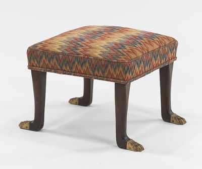 Appraisal: A Low Bench with Bargello Upholstery Empire style bench with