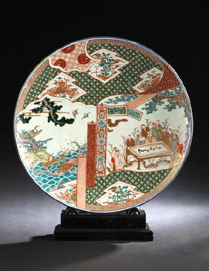 Appraisal: Large Japanese Imari Porcelain Charger th century enameled in polychrome