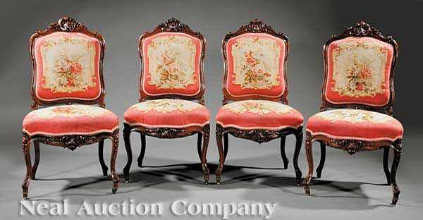 Appraisal: A Fine Louis XV-Style Carved Rosewood and Aubusson Tapestry Salon