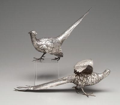 Appraisal: Two silver pheasants one with tail feathers up English import