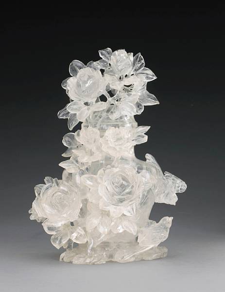 Appraisal: A large rock crystal vase and cover th Century Deeply