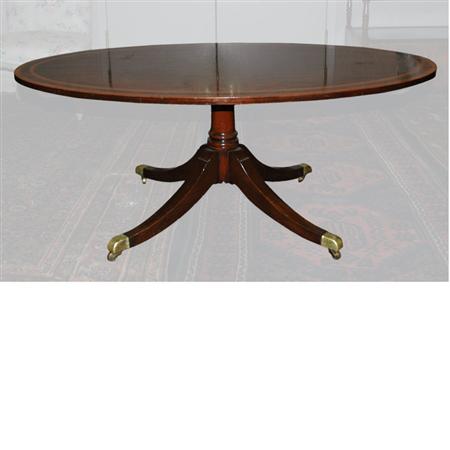 Appraisal: George III Style Banded Mahogany Oval Low Table Estimate -