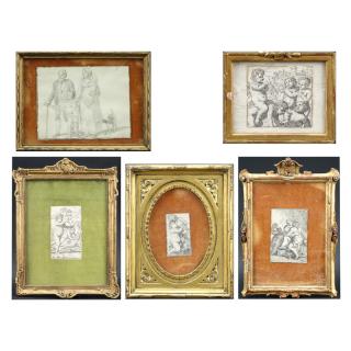 Appraisal: Grouping of Six Antique to Vintage Artworks Includes four engravings