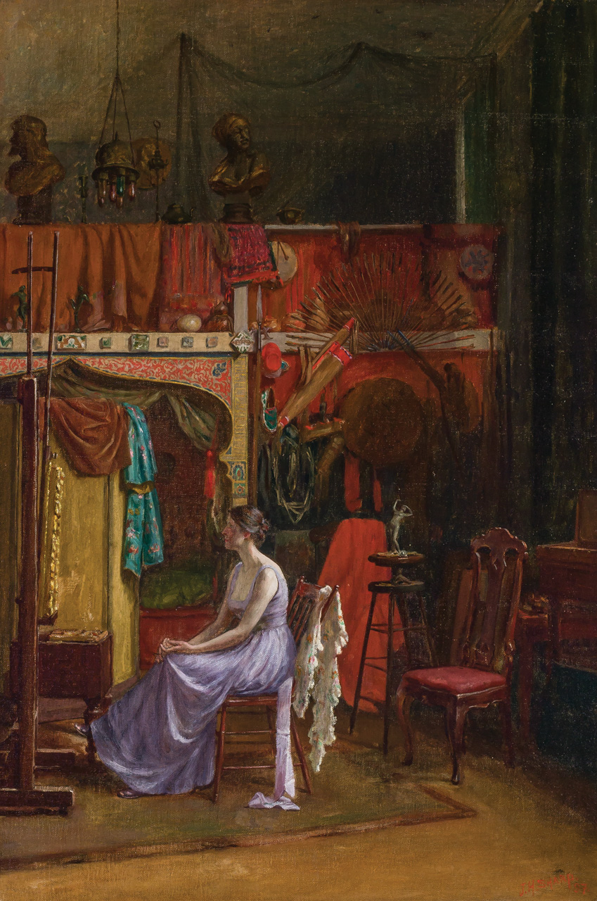 Appraisal: JOSEPH HENRY SHARP American - In the Studio oil on