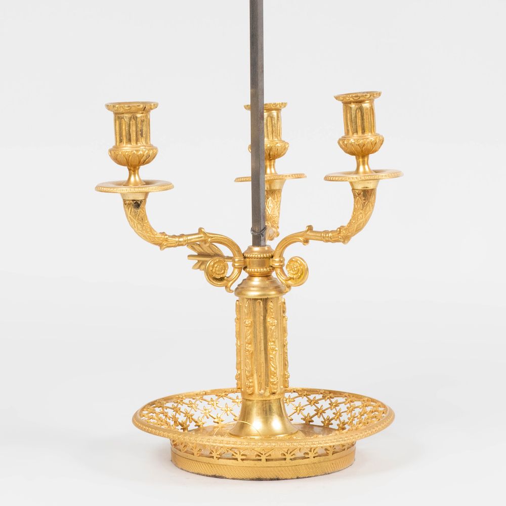 Appraisal: Louis XVI Style Gilt-Bronze Three-Light Bouillotte Lamp x in diam