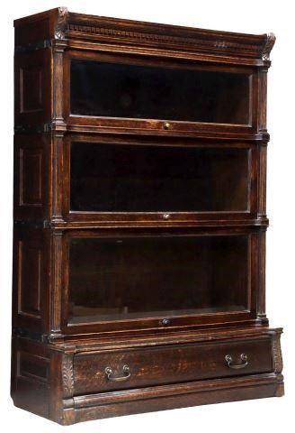 Appraisal: Oak three-stack barrister bookcase Globe-Wernicke Co early th c three