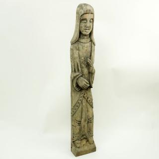 Appraisal: Old Wood Carved Folk Art Religious Idol Usual wear to