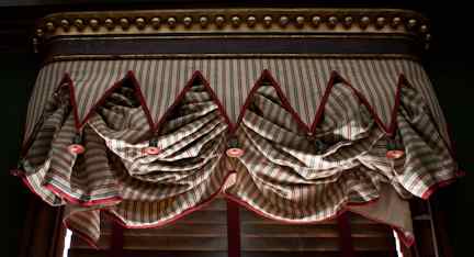 Appraisal: DESIGNED BY DAVID EASTON SINGLE HARLEQUIN VALANCE WITH BELLS BALLOON