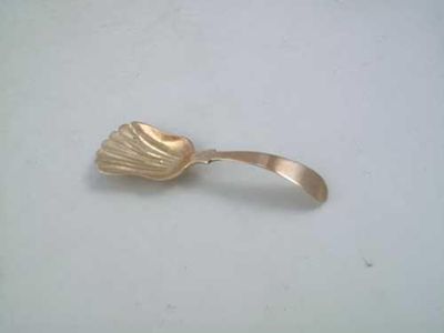 Appraisal: Unusual Scottish provincial caddy spoon with scalloped fluted bowl by