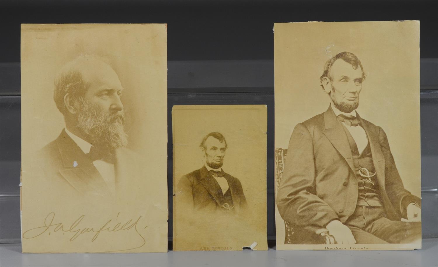 Appraisal: Ephemera albumen photographs removed from scrapbook of Lincoln Garfield and