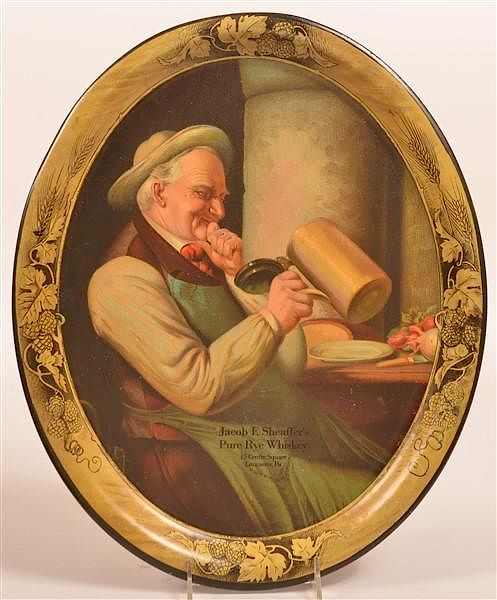 Appraisal: Oval Tin Lithograph Whiskey Advertising Tray Oval Tin Lithograph Whiskey