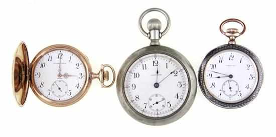 Appraisal: Collection of pocket watches American Waltham circa -jewels silveroid open