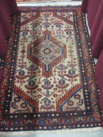 Appraisal: Hamadan Persian Handmade Rug geometric designs ivory field ' ''