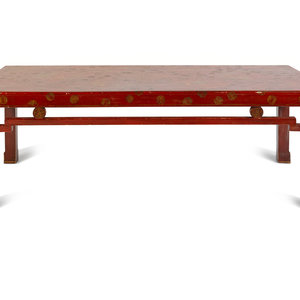 Appraisal: A Chinese Export Red Lacquer Low Table th Century Height