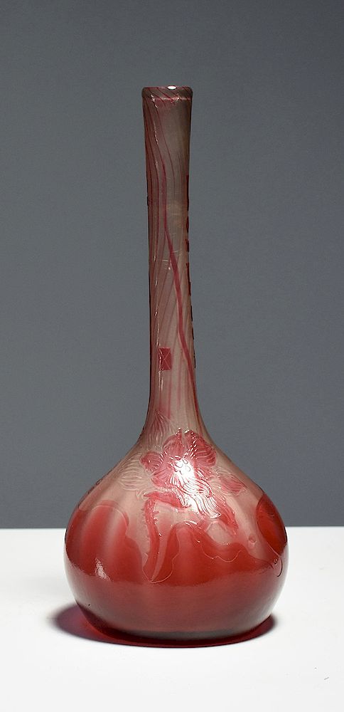 Appraisal: Good Galle fire-polished cameo glass vase Good Galle fire-polished cameo