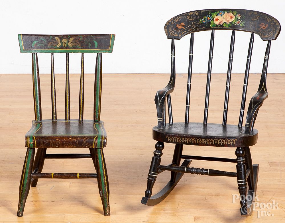 Appraisal: Two Pennsylvania painted child's chairs Two Pennsylvania painted child's chairs