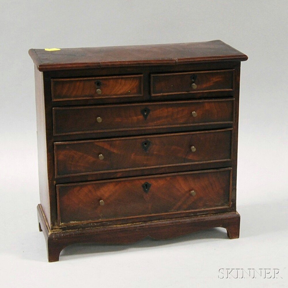 Appraisal: Miniature Chippendale Mahogany and Mahogany Veneer Bureau late th century