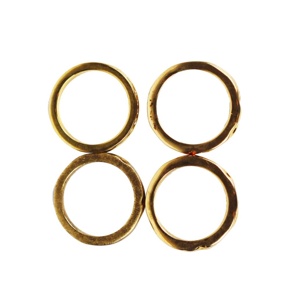 Appraisal: FOUR GOLD PLATED BAND RINGSOne set with diamond chips